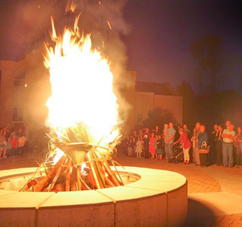 A large vigil fire